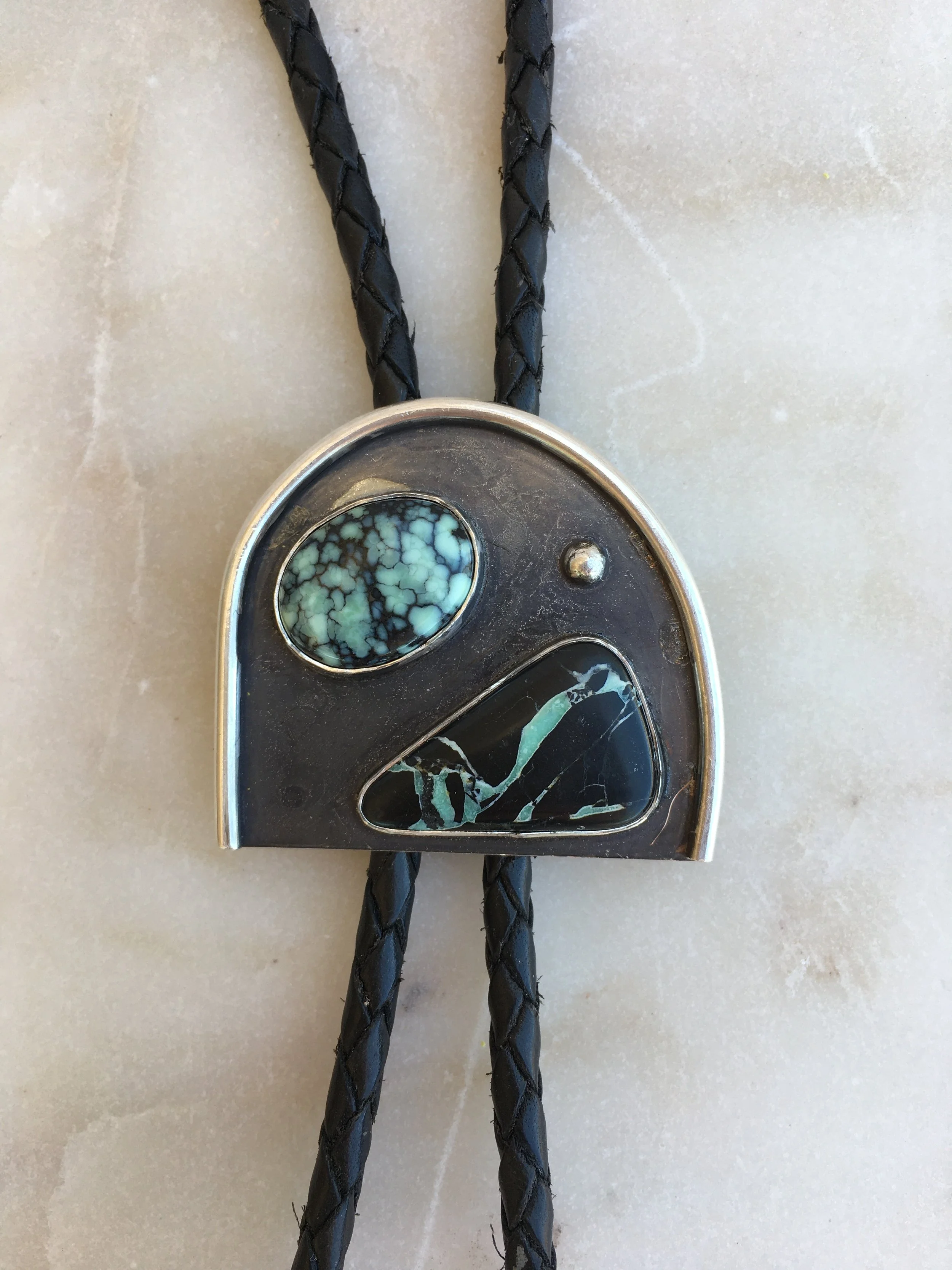 New Lander Turquoise & Black Buffalo Turquoise Bolo Tie