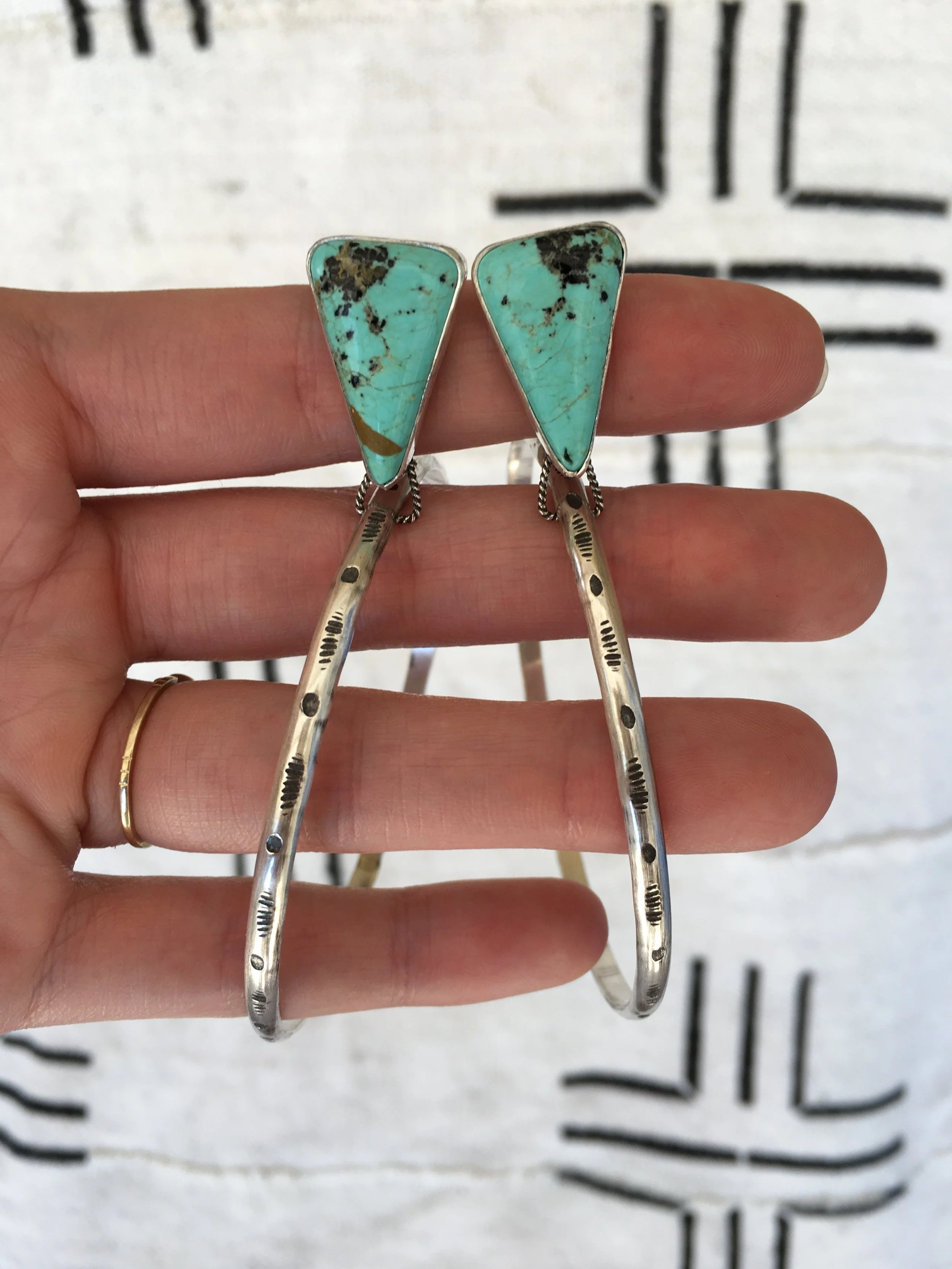 Kingman Turquoise Agave Hoops