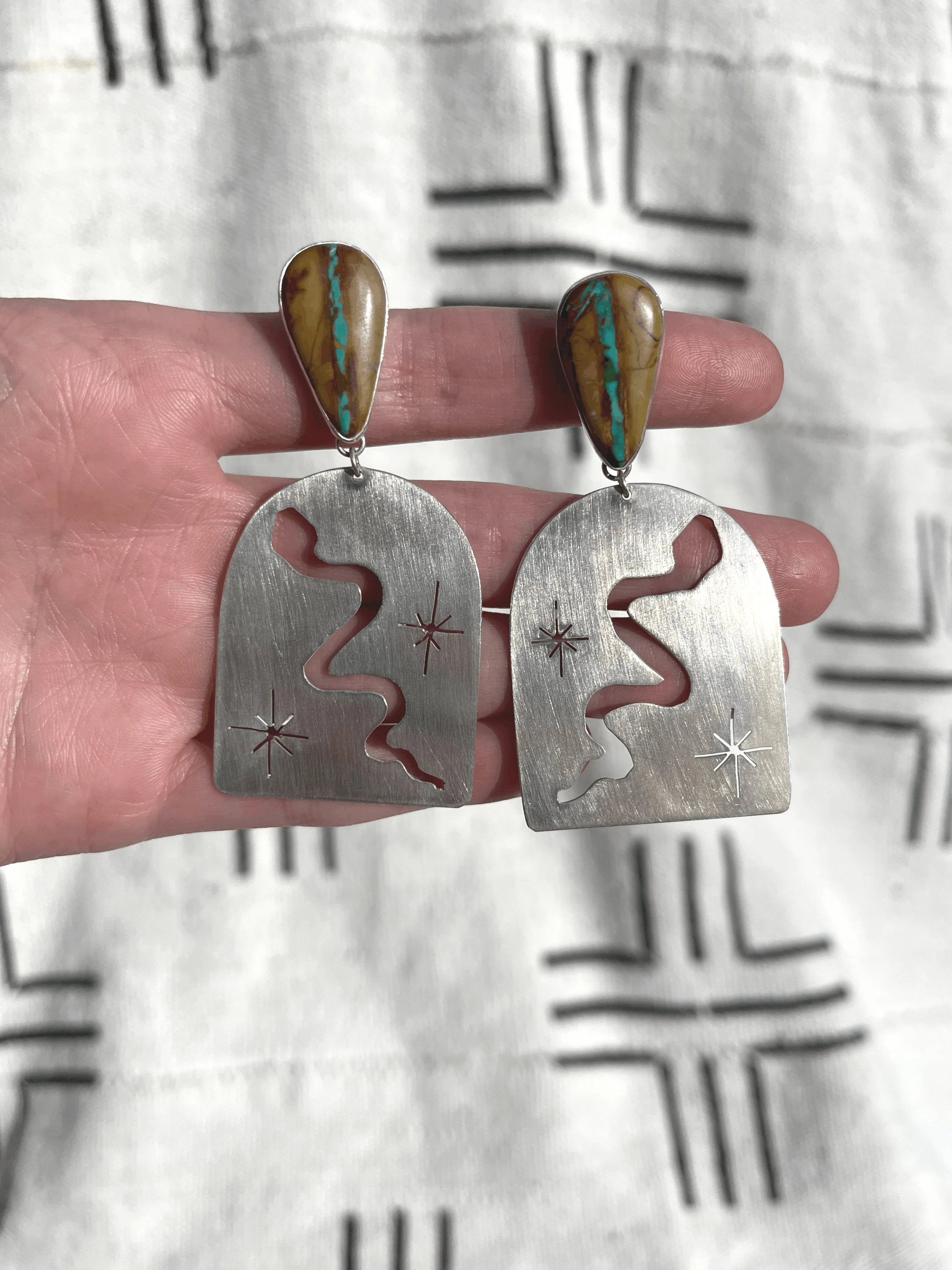 Royston Ribbon Turquoise Snake Earrings