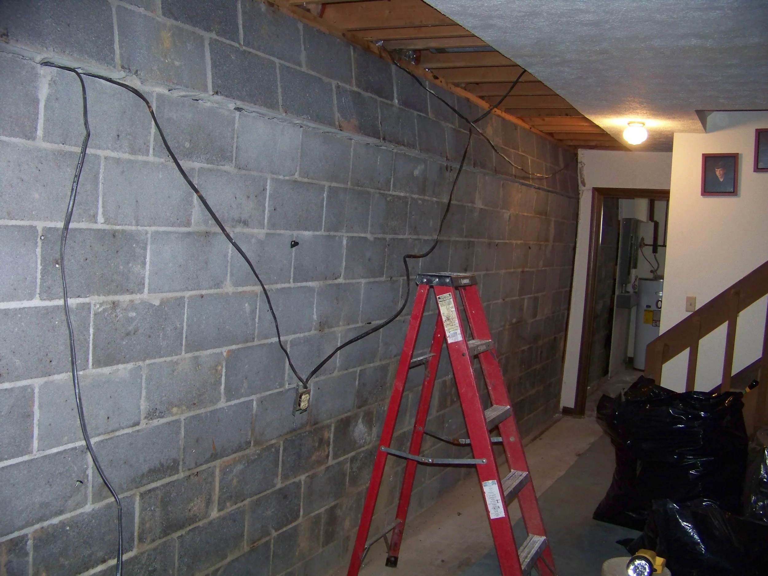 Damaged basement wall