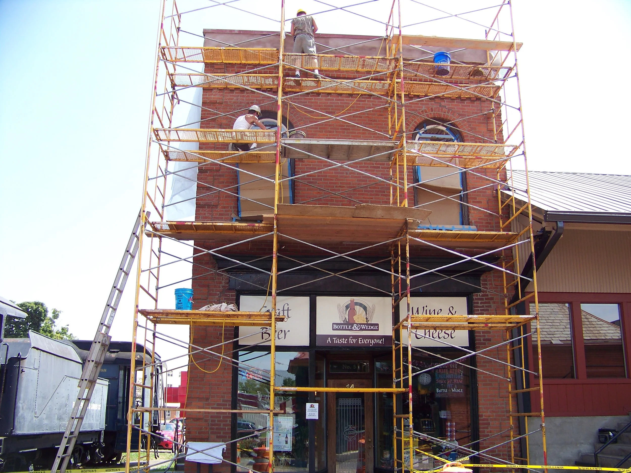 Tuck point and seal old bank at Heritage Station