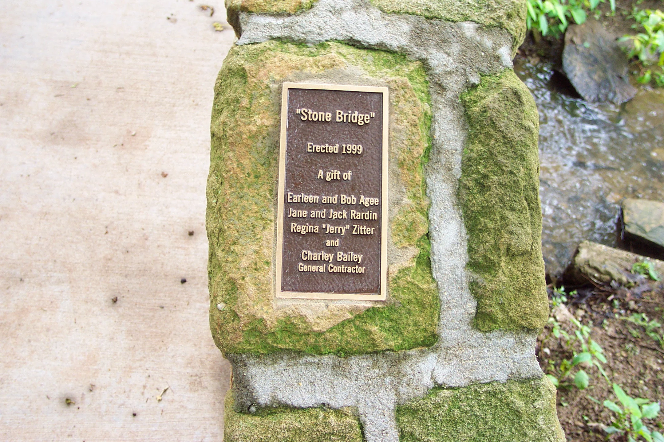 Stone bridge plaque