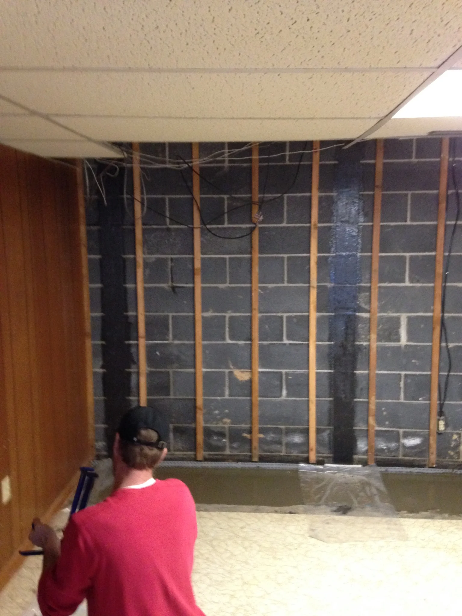 Carbon Fiber, strips reinforce basement walls, Ona WV