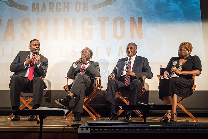 March on Washington Film Festival closing night film and panel, Smithsonian National Center of American History, July 22, 2017. Panelists: Former Mayor of Charlotte, North Carolina Anthony Foxx; former Mayor of Gary, Indiana Richard Hatcher; and former Mayor of Tuskegee, Alabama Johnny Ford. Opening remarks by Washington DC Mayor Muriel Bowser.