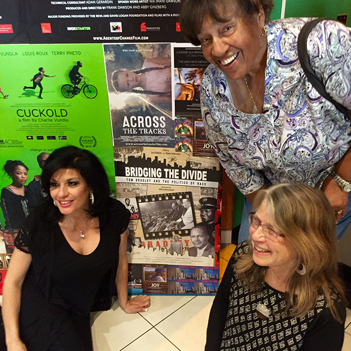 Pan African Film Festival, February 6, 2016. Alison Sotomayor, Lyn Goldfarb and Lorraine Bradley.
