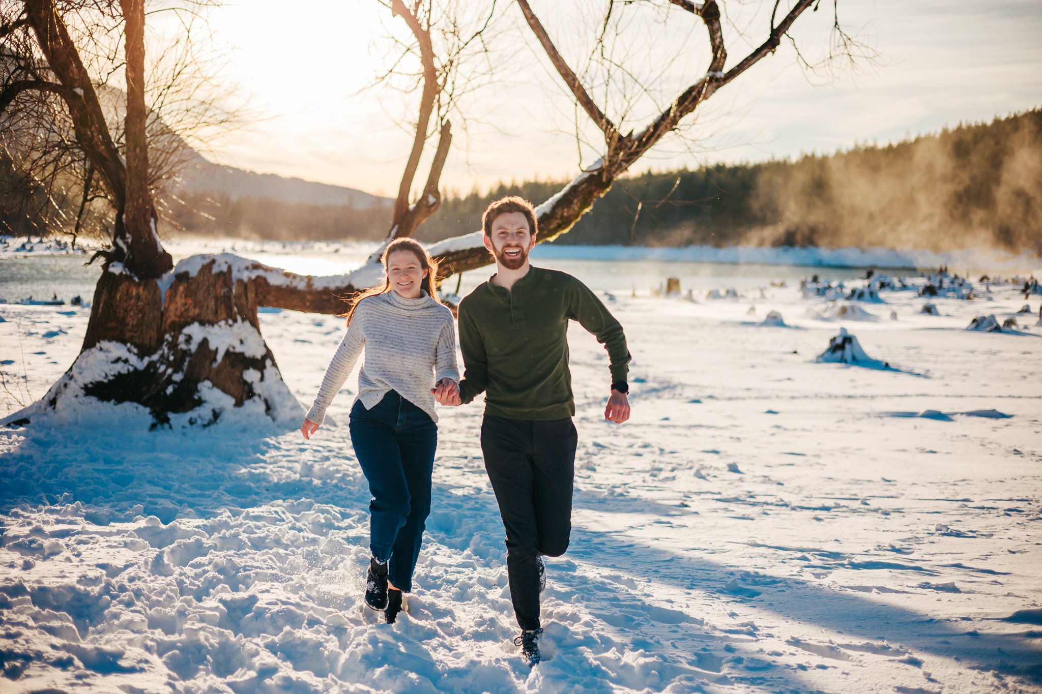 Rattlesnake Lake Engagement Photos in the Winter