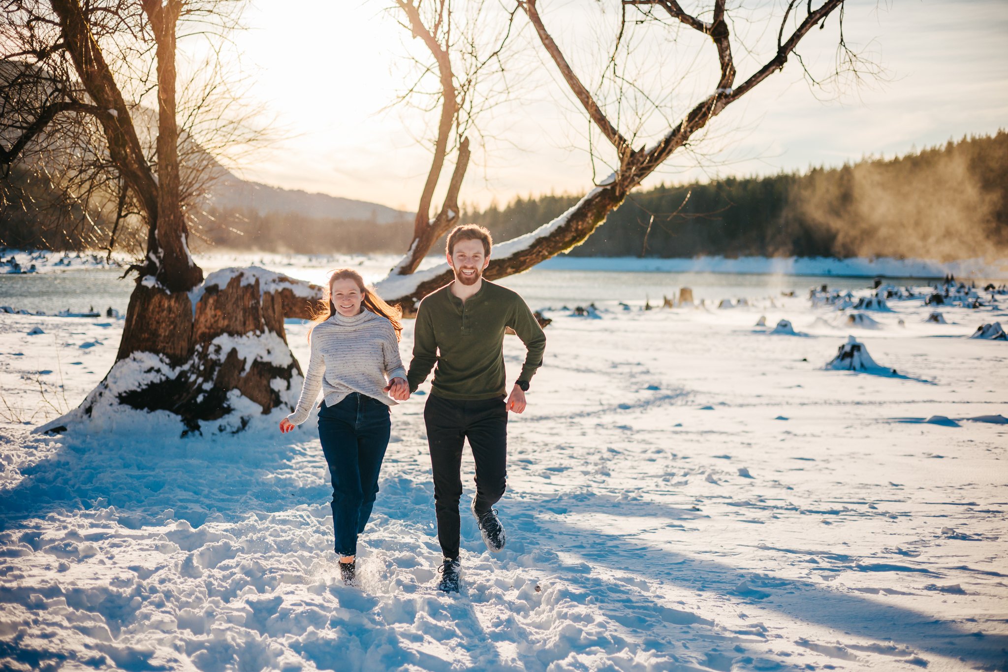 Rattlesnake Lake Engagement Photos in the Winter