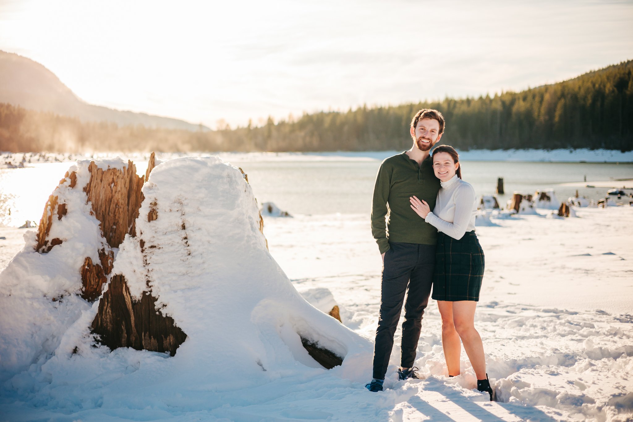 Rattlesnake Lake Engagement Photos in the Winter