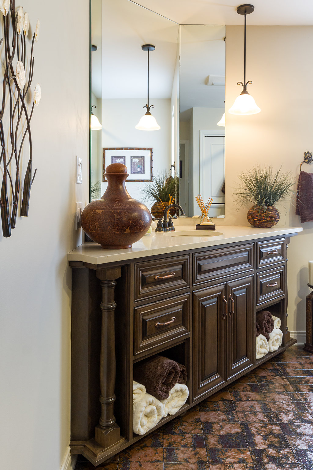 Corner Vanity with Custom Cabinetry