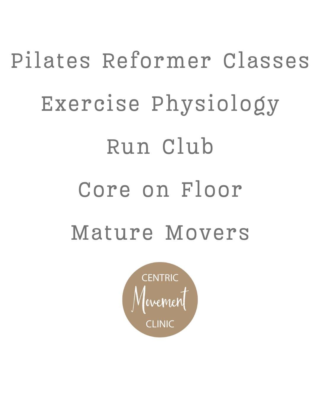Centric Movement Clinic offers 5 different movement services. The team of Exercise Physiologist, Pilates Instructors and Run Coaches, have years of experience and the best at what they do.

'Change happens through movement and movement heals' - Josep