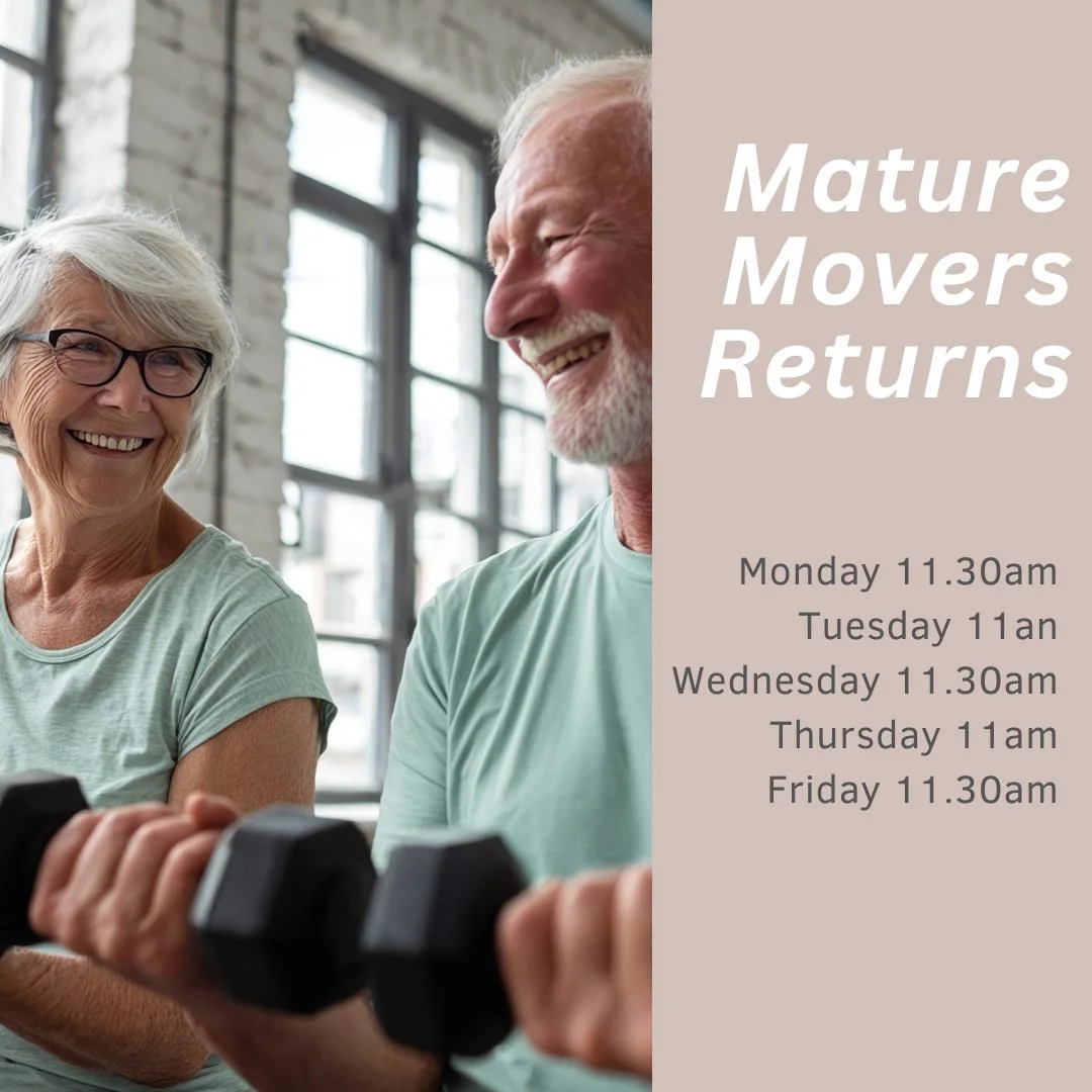 Mature Movers Full Class timetable returns next week!

Mature Movers exercise program is aimed for people aged 60 years and over. The program is a combination of Pilates and strength training. Designed and delivered by Accredited Physiologists, the p