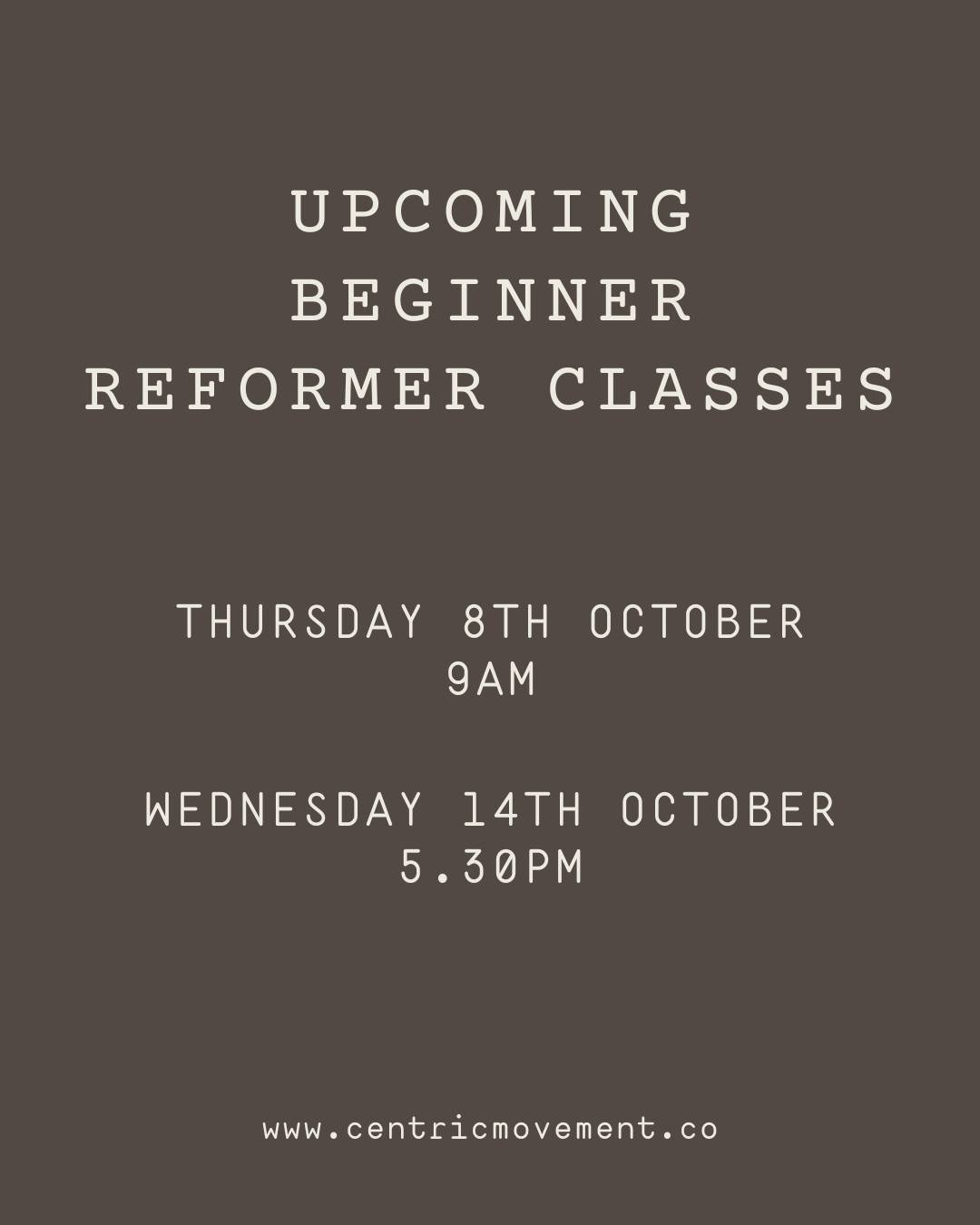 Join our Pilates classes this spring!

We have upcoming beginner classes which are a great introduction to reformer Pilates. Quality instruction and beautiful green outlook can't get much better than that.

HOW TO BOOK
-Click on class timetable link.