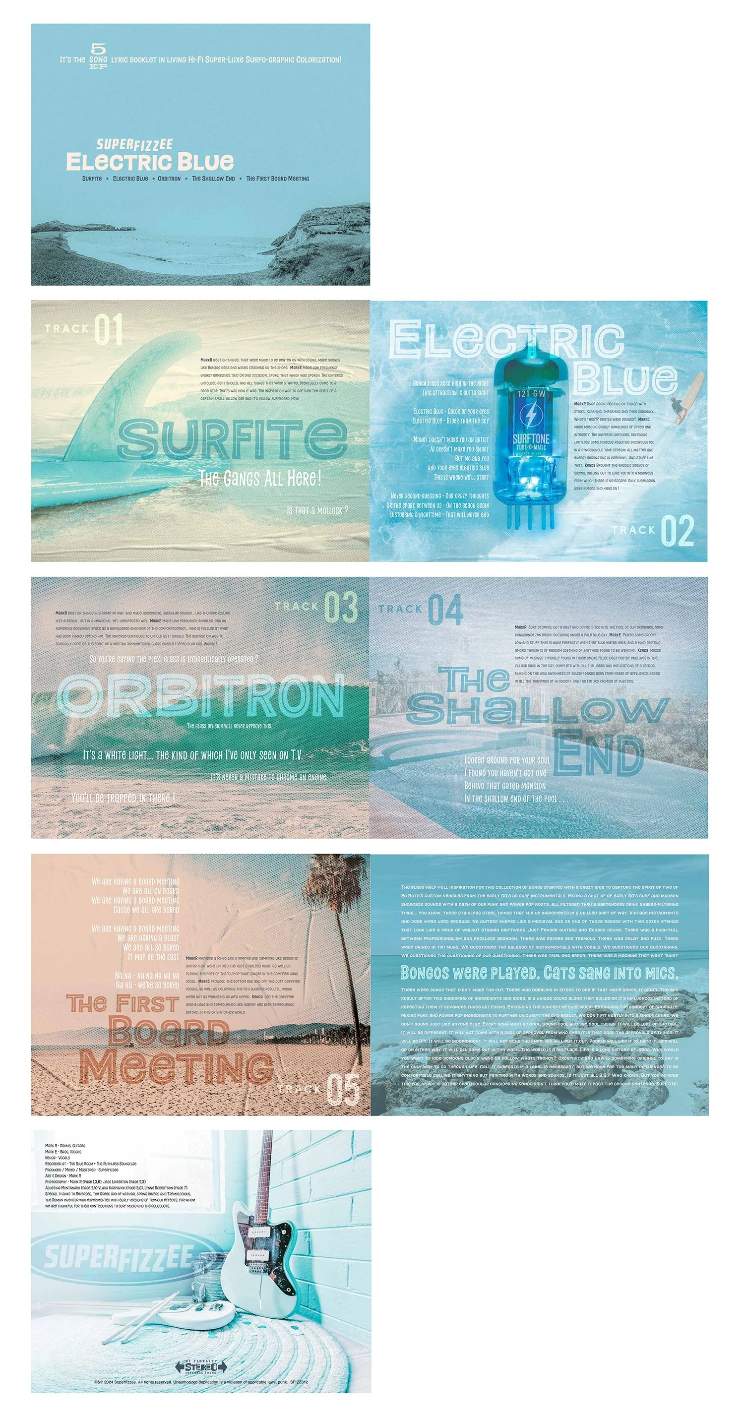  8 page digital booklet for the EP " Electric Blue "   