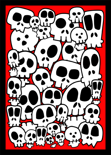 5x7 Halloween Skull matte print (red background)