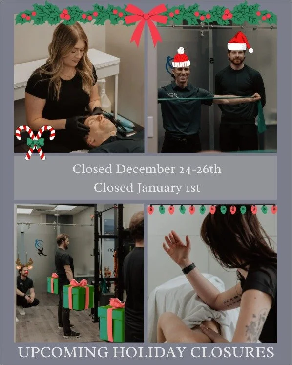🎄 Holiday Hours Update 🎄

Our clinic will be closed over the Christmas holidays so our team can rest, recharge, and spend time with loved ones. 

We will be open December 22nd, 23rd, 27th, 29th, 30th, 31st and Jan 2nd! Check out the Jane App or giv