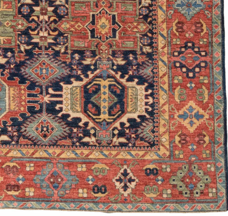 Hand knotted in northern Afghanistan by Hazara women in a cottage industry setting using handspun vegetable dyed Ghazni wool on upright looms. Kebabian’s rugs and carpets from these families are some of the finest examples of classic tribal and village designs due to the weavers' commitment to continuing the integrity of the original carpets. This requires the use of authentic materials, proper weaving and finishing. The end results are recreations that have "soul" and where the human touch is self-evident.