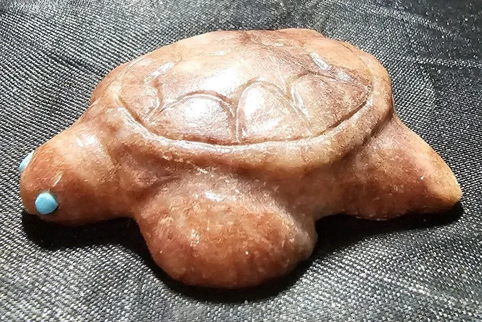 JW's Alabaster Sea Turtle with Kingman Turquoise eyes