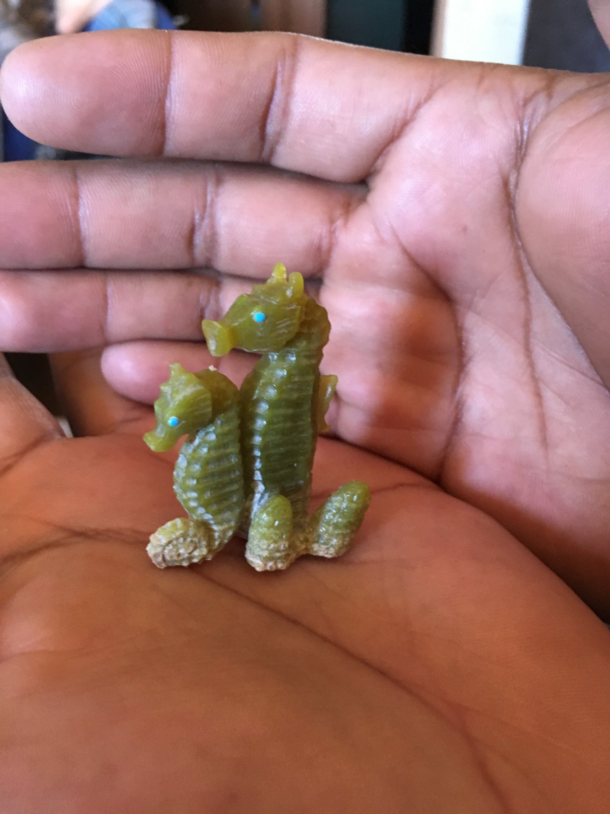 Green Serpentine Seahorse Mother and Child