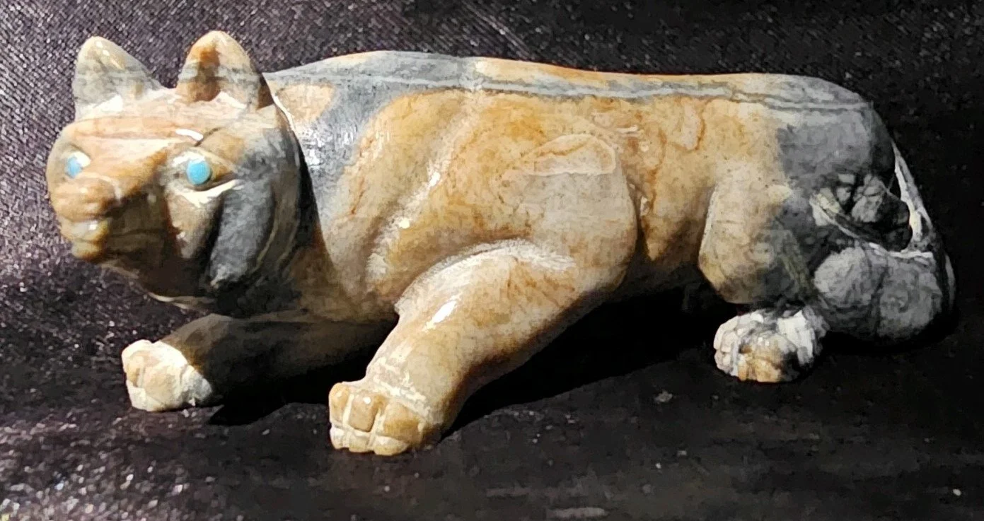 Picasso Marble Wolf with Kingman Turquoise eyes