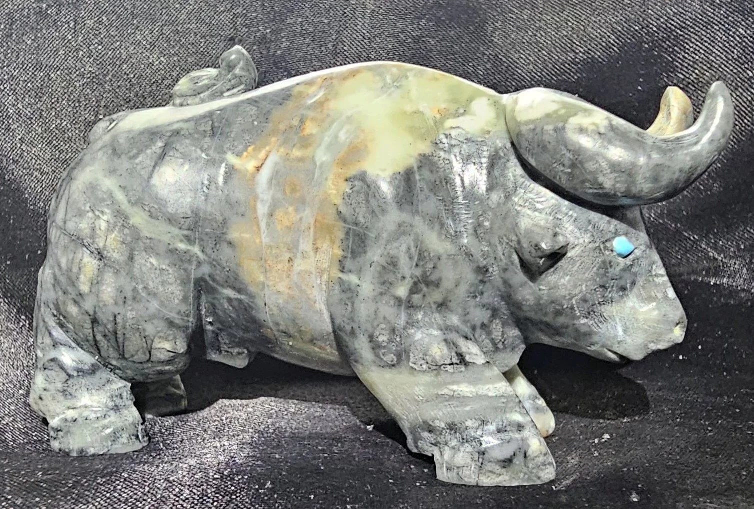 Picasso Marble Bull with Kingman Turquoise eyes