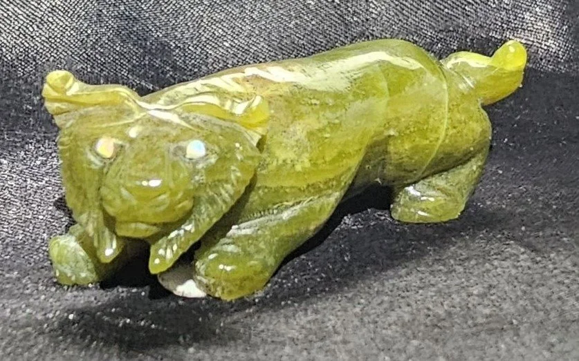 Green Serpentine Bobcat with Kingman Turquoise eyes