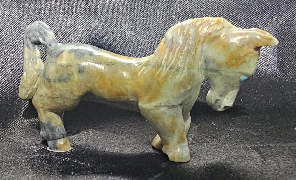 Picasso Marble Horse with Kingman Turquoise eyes