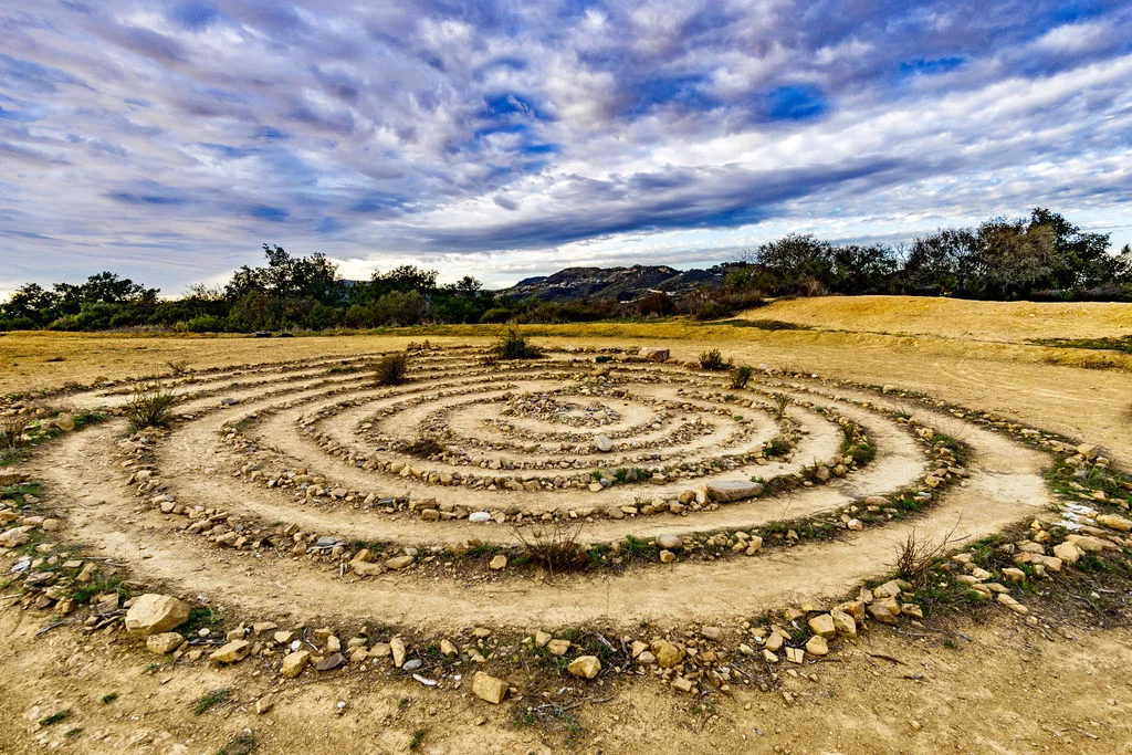 The Topanga Canyon labyrinth facing the land