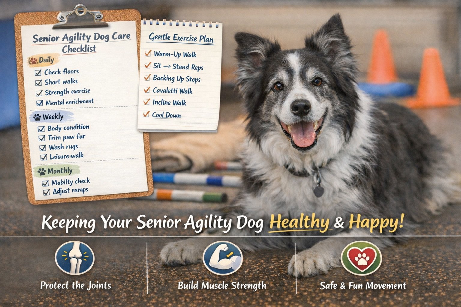 Keeping your senior agility dog healthy and happy — with safety first