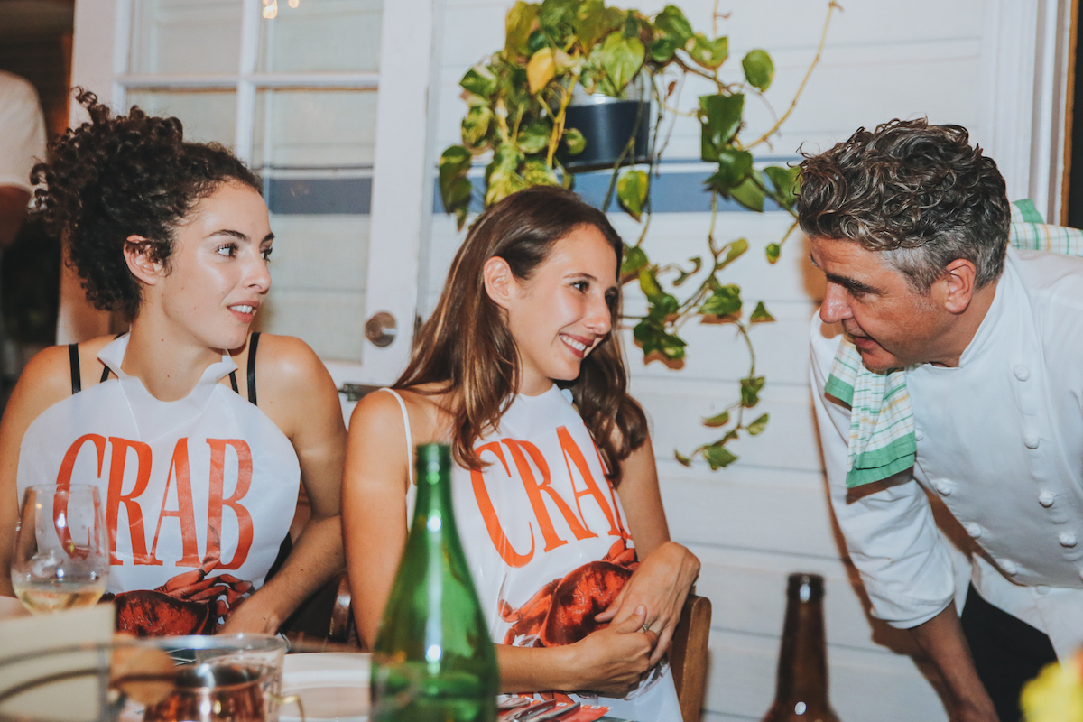 Edwina & Harriet speaking with chef Sean Connolly at the 2018 Crab Carnival launch. 