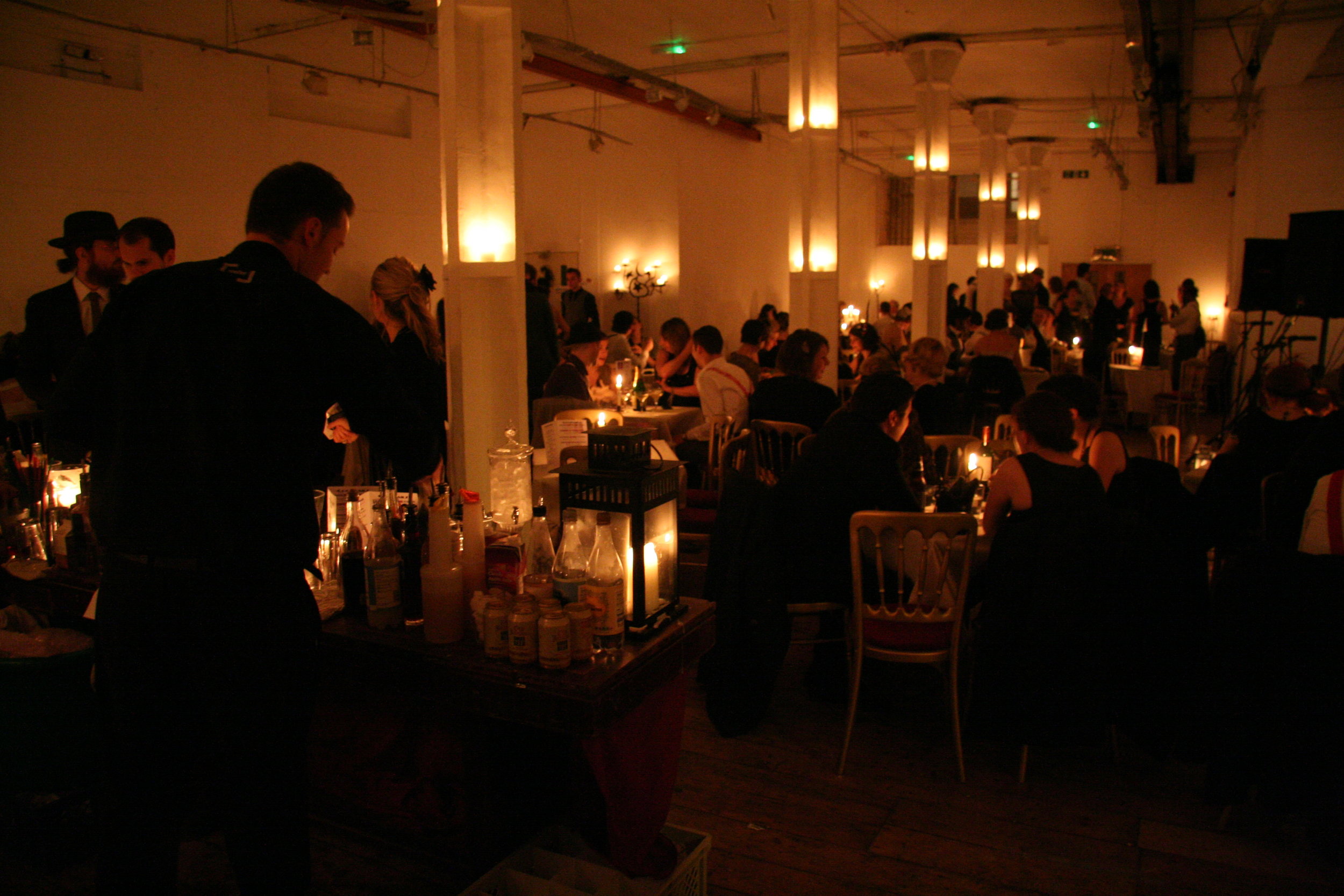 Candlelit interior of the Candlelight Club