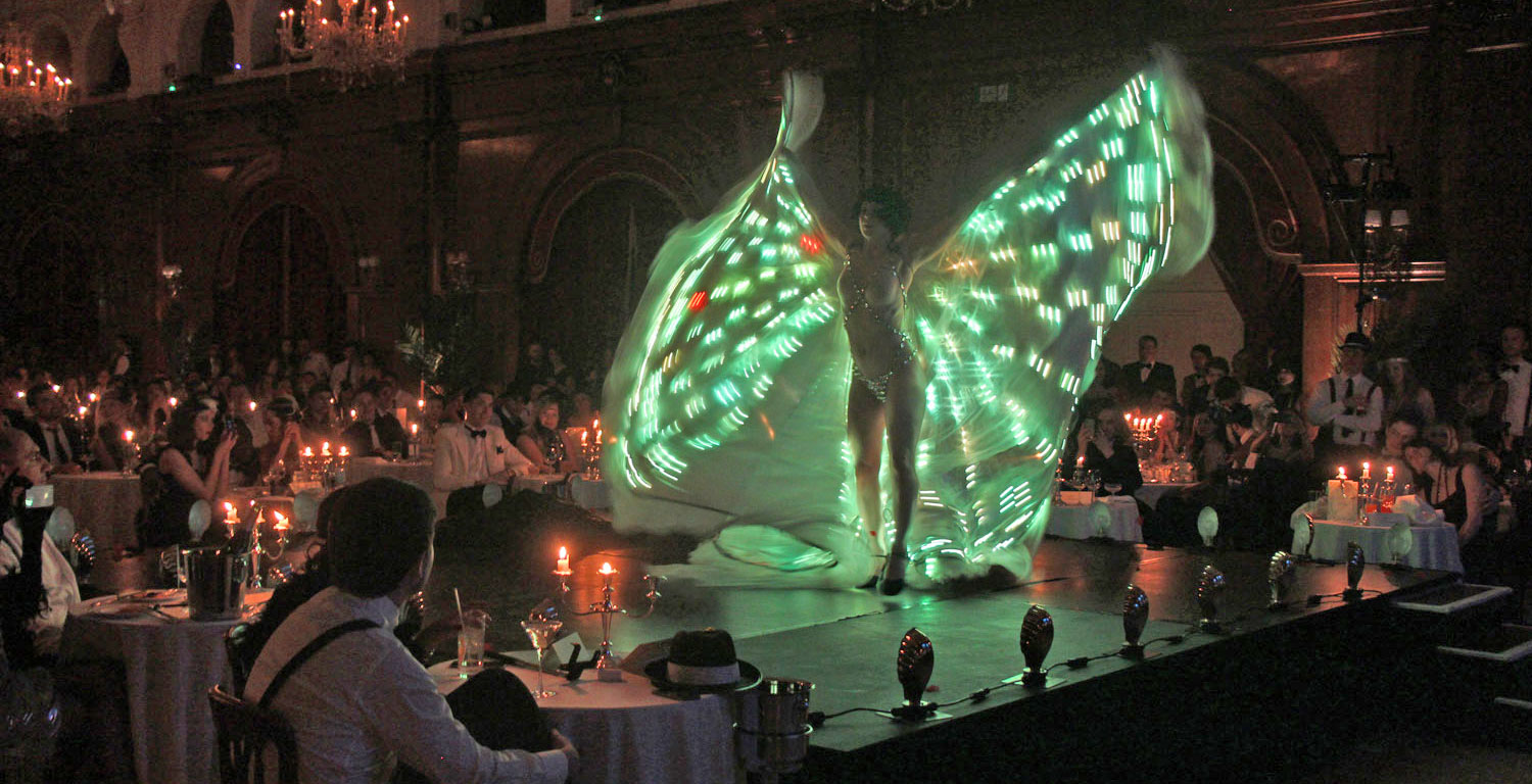 Vicky Butterfly's illuminated moth cape