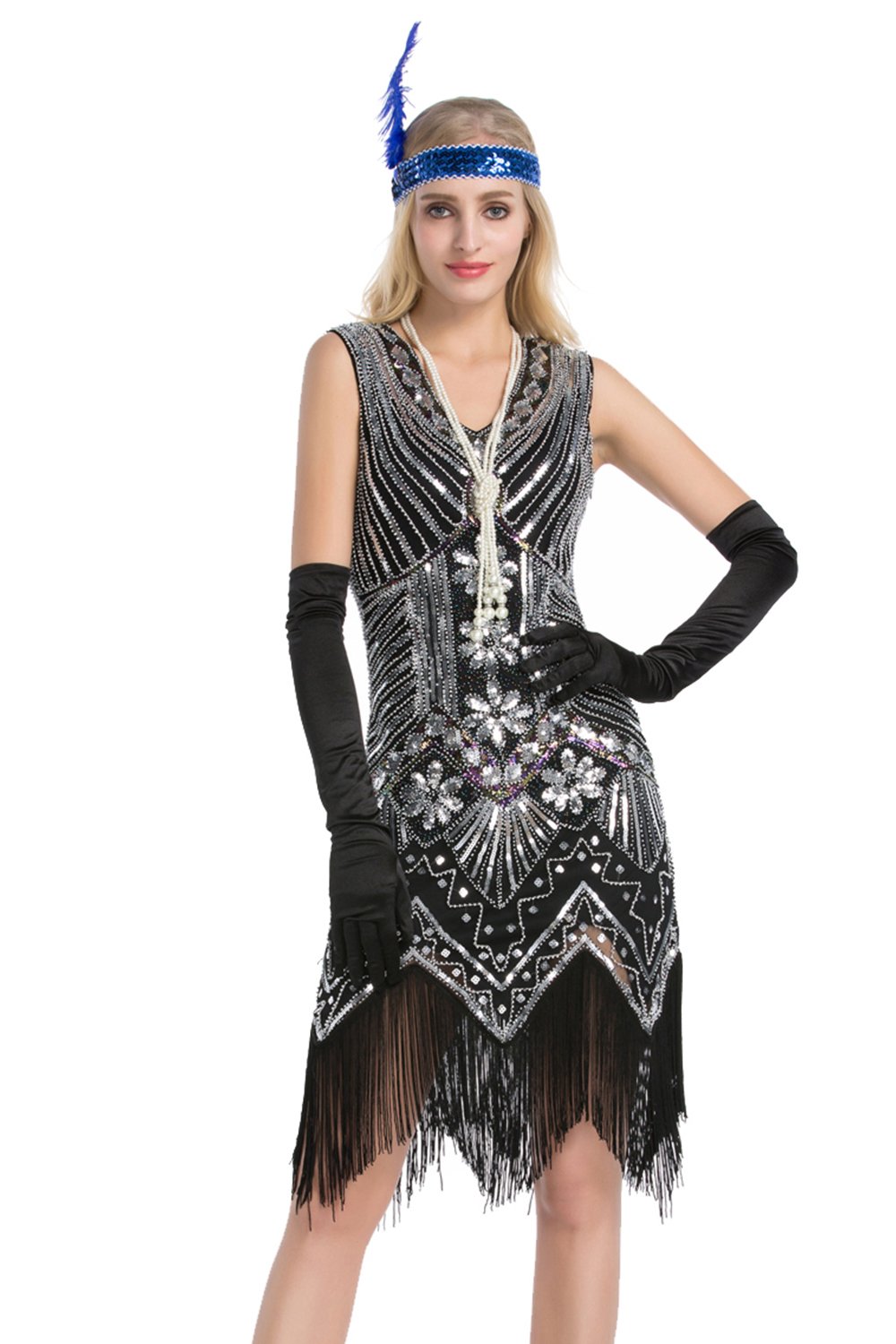 1920s Gatsby Look Vintage Flapper Swing Fringe Cocktail Evening Party Dress 4-20