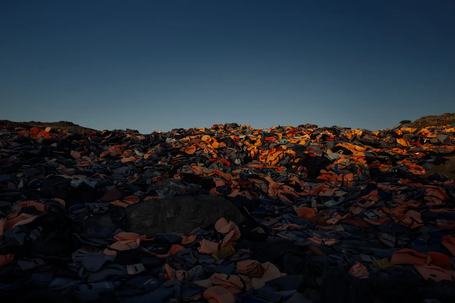  A dumping ground for lifejackets in the island of Lesbos, Greece, January 2016. This year more than three thousand people have lost their lives trying to reach European coasts in search of refuge. 