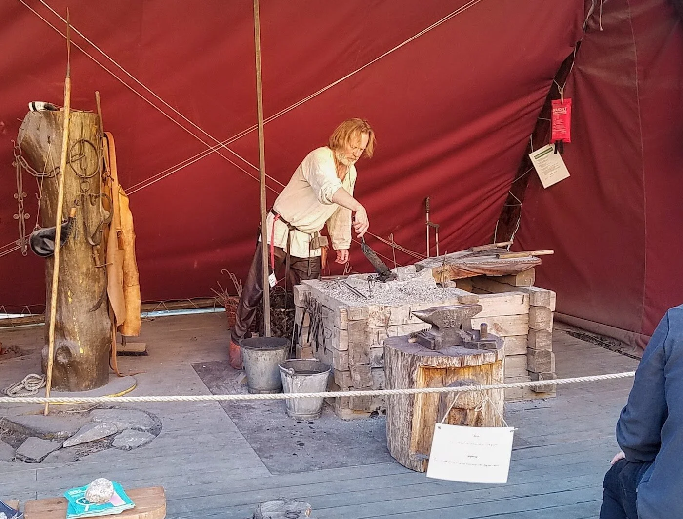 Demonstrating Viking-era blacksmithing at the Swedish History Museum
