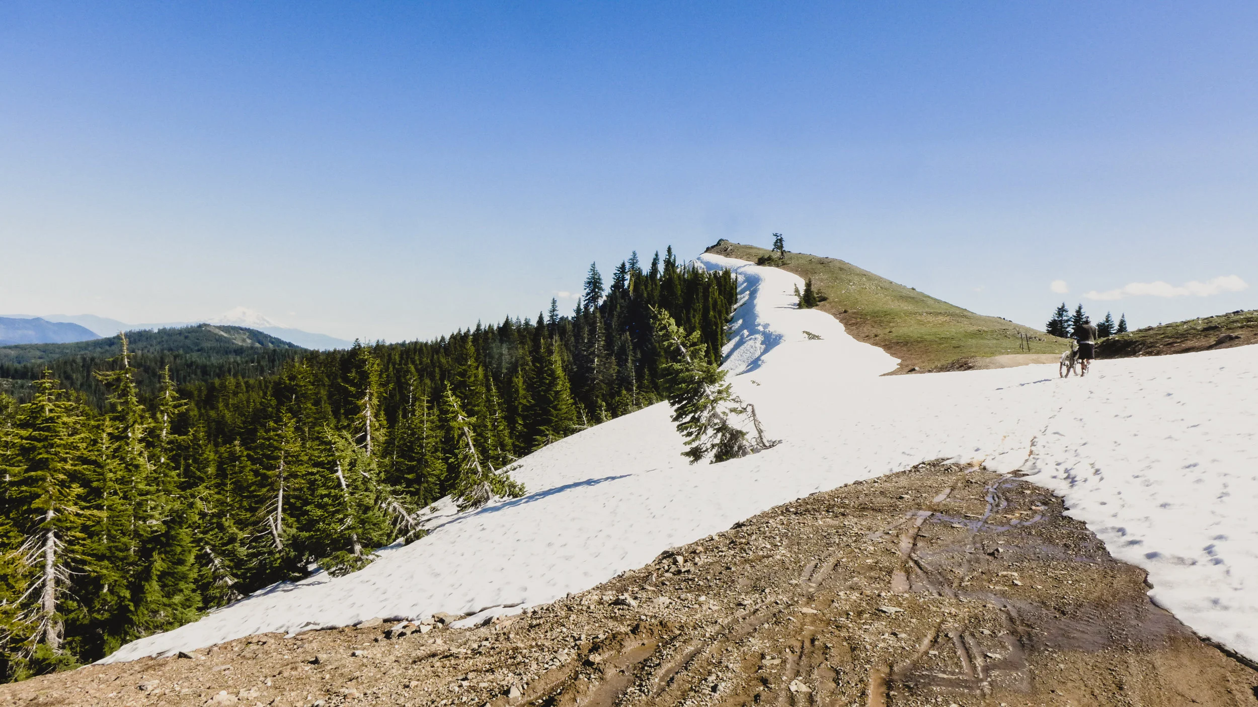 Even in June snow can remain at the higher elevations along the Crest.