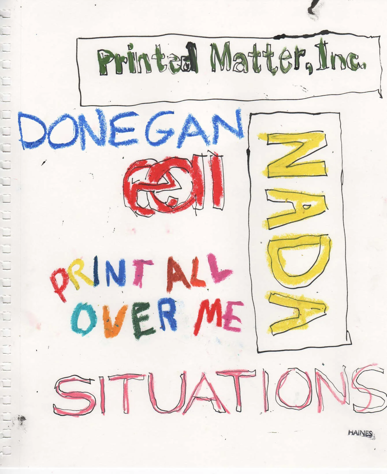 SITUATIONS presents: Cheryl Donegan Zine Launch with Live drawing by Richard Haines Thursday, November 19, 6-8 PM at Printed Matter SITUATIONS and Printed Matter are pleased to present a special zine launch for artist Cheryl Donegan with live drawing by illustrator Richard Haines at Printed Matter on Thursday, November 19, 2015, from 6:00–8:00 PM. The new zine features Donegan’s fashion-forward collection, Broken Gingham, originally presented at NADA New York in May 2015 in Contemporary Fashion, a hybrid fashion show/performance, with live drawing by fashion illustrator Richard Haines. The collaborative project was curated by artist Sam Gordon. For the evening at Printed Matter, raw footage from the performance will be screened with support from Electronic Arts Intermix. Donegan developed and produced the Broken Gingham collection with PAOM (Print All Over Me), an online platform and creative community to create, share, sell, produce, buy, and design clothing. For the collection, she explores her concept of "being-on-the-surface” and the “quotidian, fluid relationship between the tactile world and the virtual one” through her playful engagement with fashion, textiles, texture, pattern, and layering. Donegan scanned gingham fabrics and uploaded the images into PAOM’s online templates. The gingham patterns are transformed further once they are printed and mapped onto the physical garments and worn on bodies—giving the two-dimensional texture of gingham volume and spatial dimension. For the performance at NADA New York, Donegan combined clothing from the collection with garments from her own closet and pieces owned by the models. The presentation also featured a selection of new and recent NADA x PAOM garments by artists Sarah Braman, Bjorn Copeland, Daniel Heidkamp, and Amy Yao. SITUATIONS is a fluid and expansive curatorial project founded in New York City in 2015 by artists Sam Gordon, Jackie Klempay, Mariah Robertson, and Jacob Robichaux.