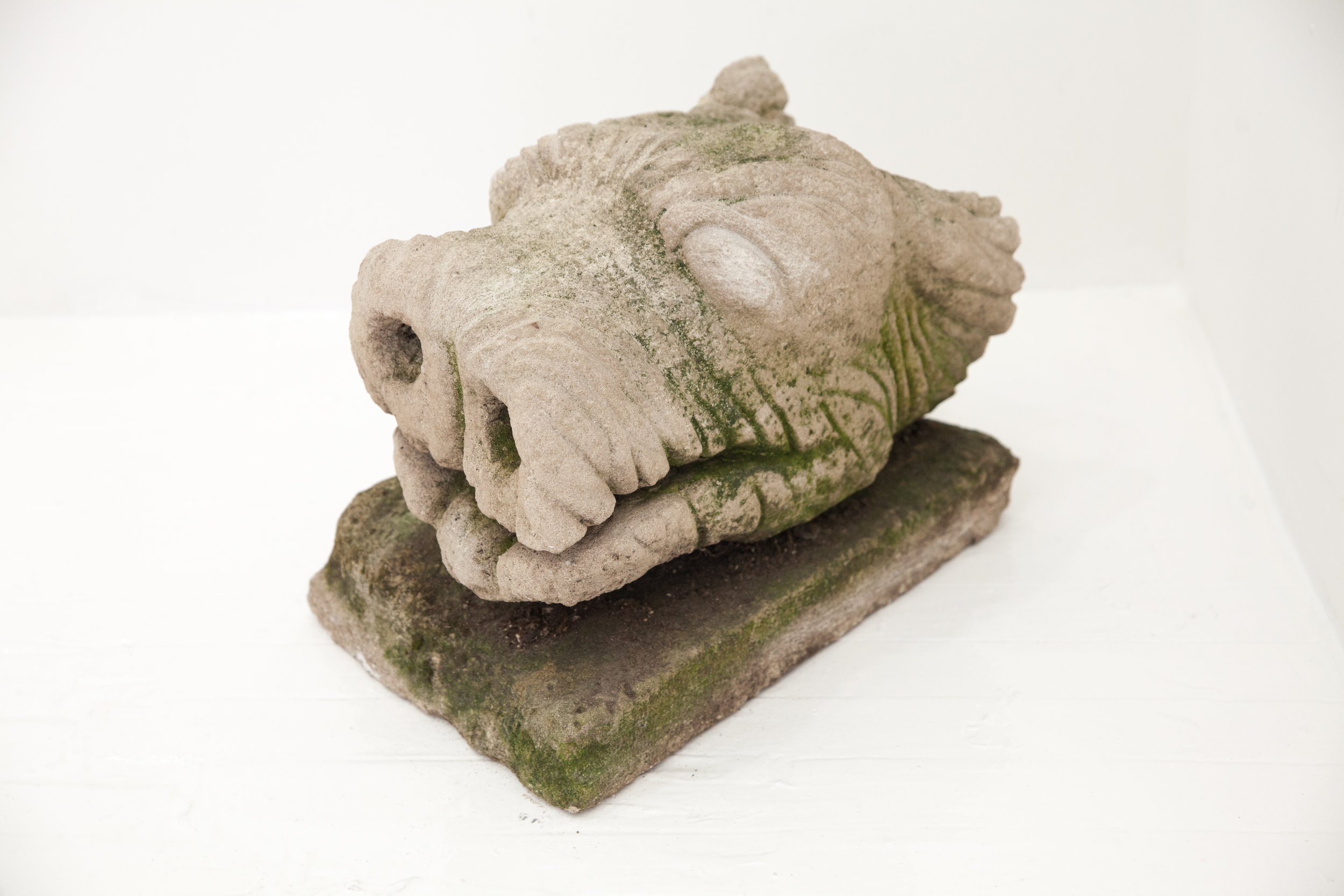   Robert , 2008 Limestone with moss 11 x 16 x 10”  