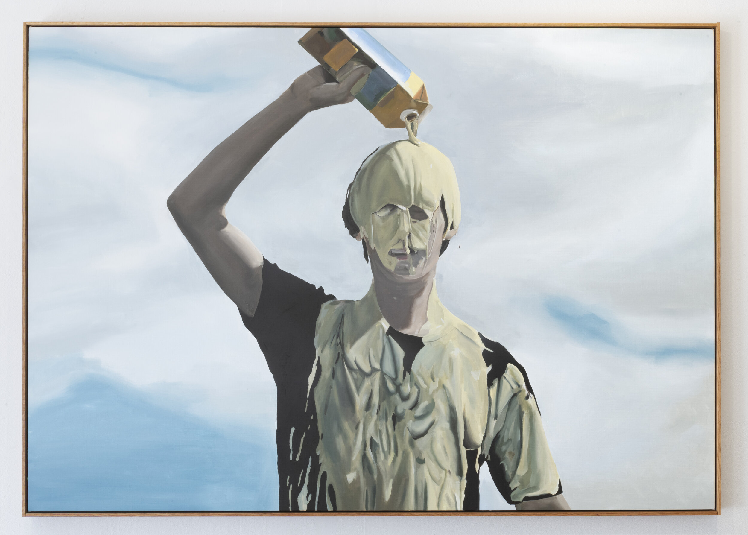   Born Under Punches (Pudding Boy)  2021 Oil on linen, wood frame 48 x 68 inches 