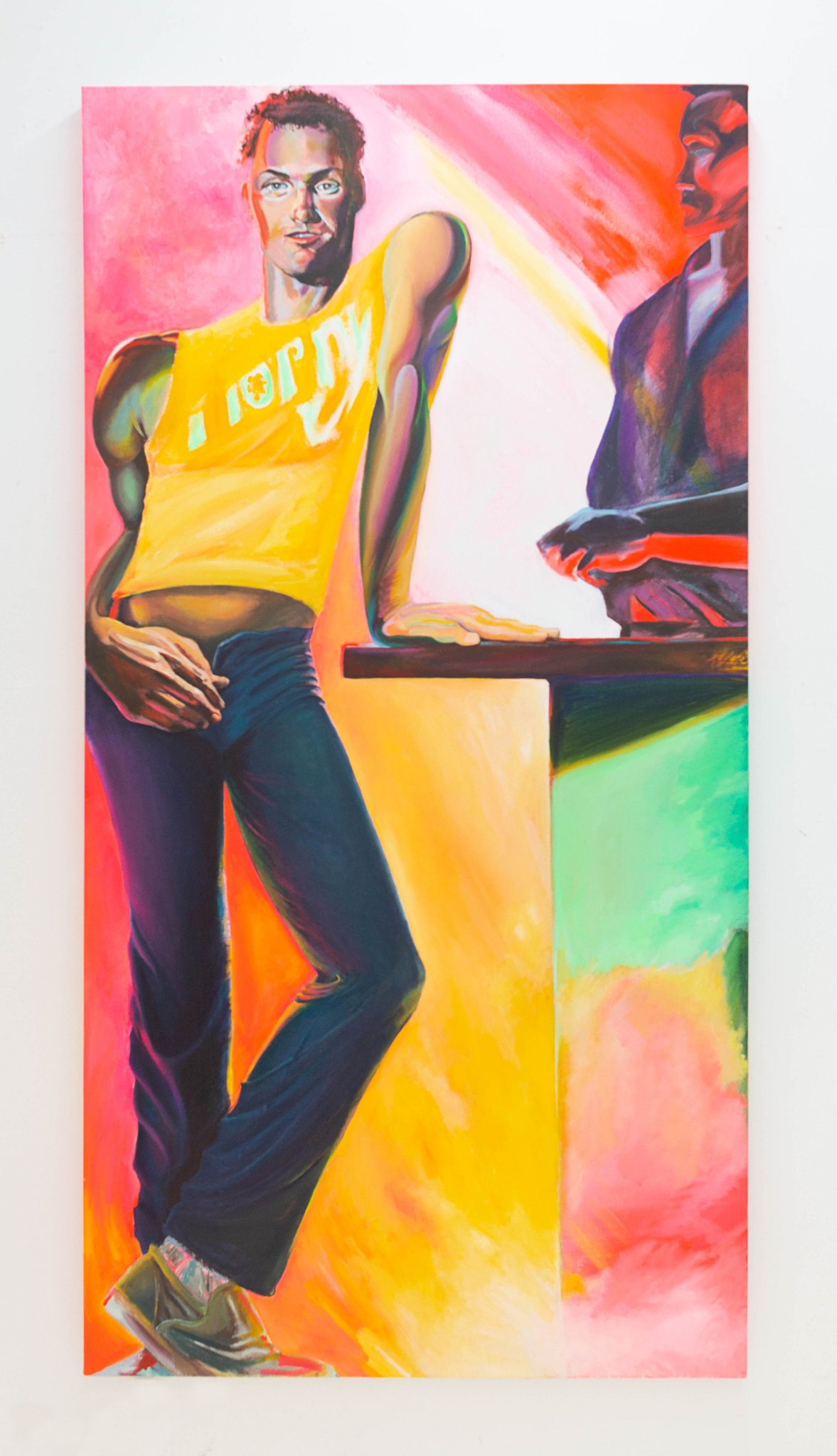  Drake Carr  Leaning Man (Horny) , 2022 Acrylic on canvas 74 x 38 1/2 inches 