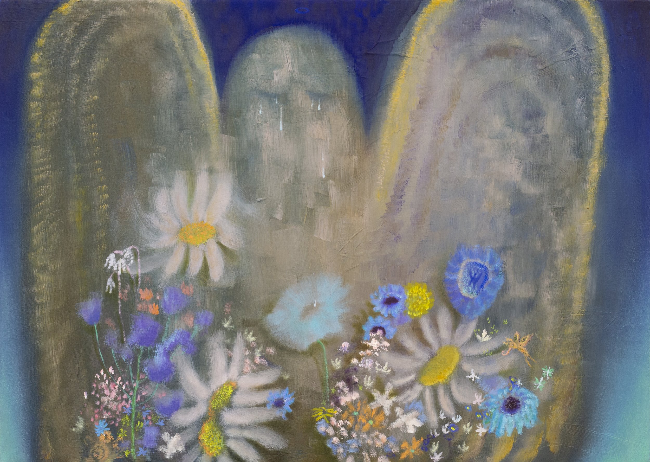  Calvin Kim,  Pouring Days and Daisies , 2024, Oil on canvas, 28 x 20 inches. 