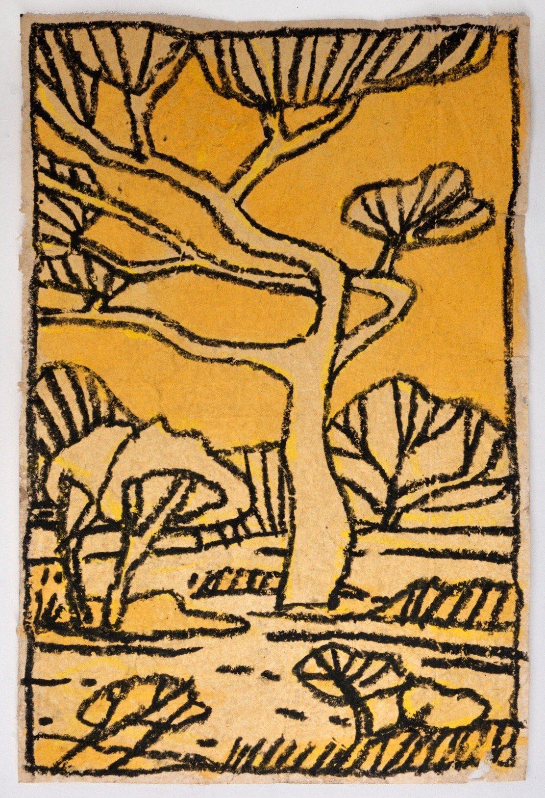  Abel Macias  Untitled , 2025 Mixed media on handmade paper 23 x 16 inches 