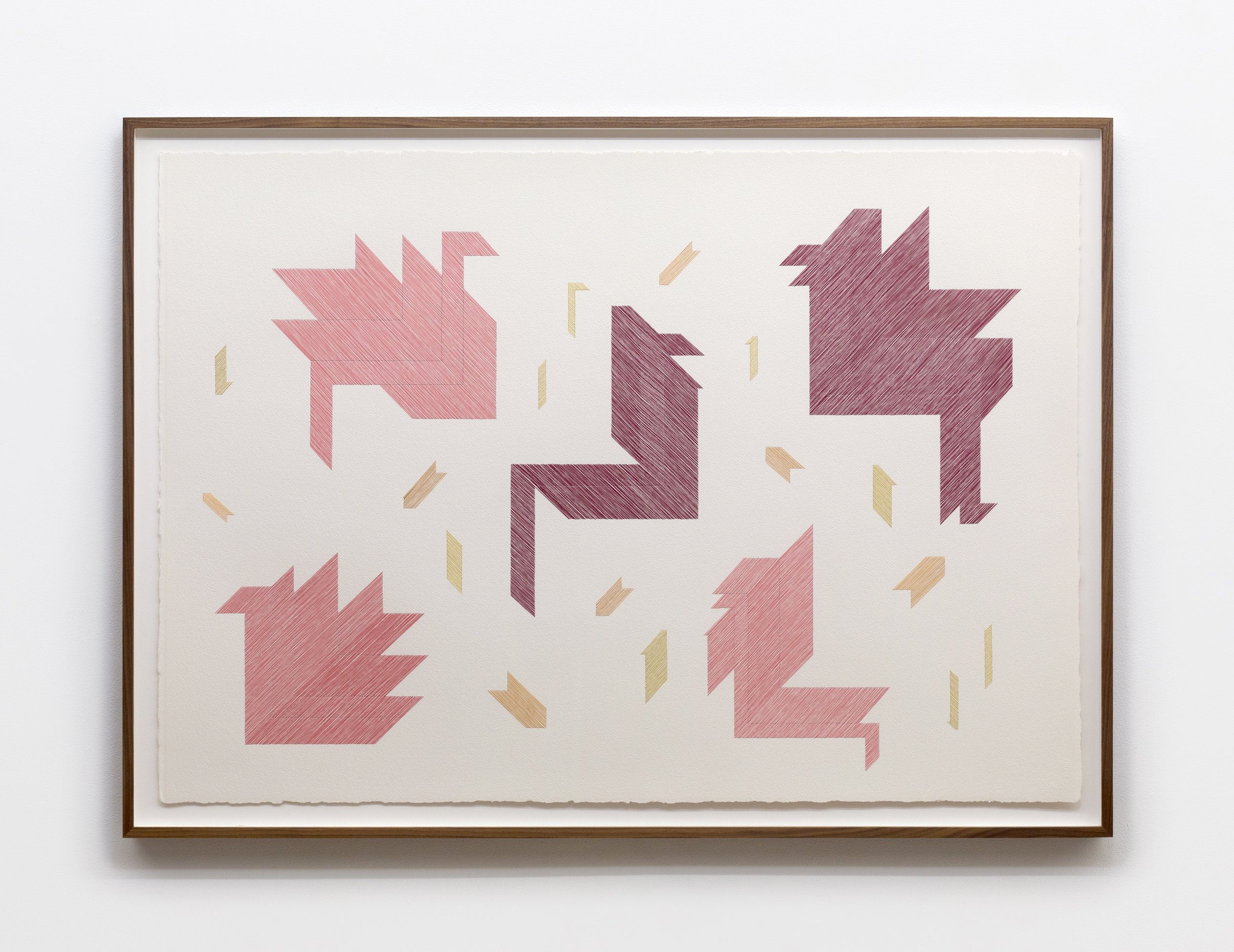  Abdolreza Aminlari  Untitled (25.002) , 2025 24-karat gold thread and thread on paper 32-5/8 x 44-7/8 x 1-3/4 inches (framed) 