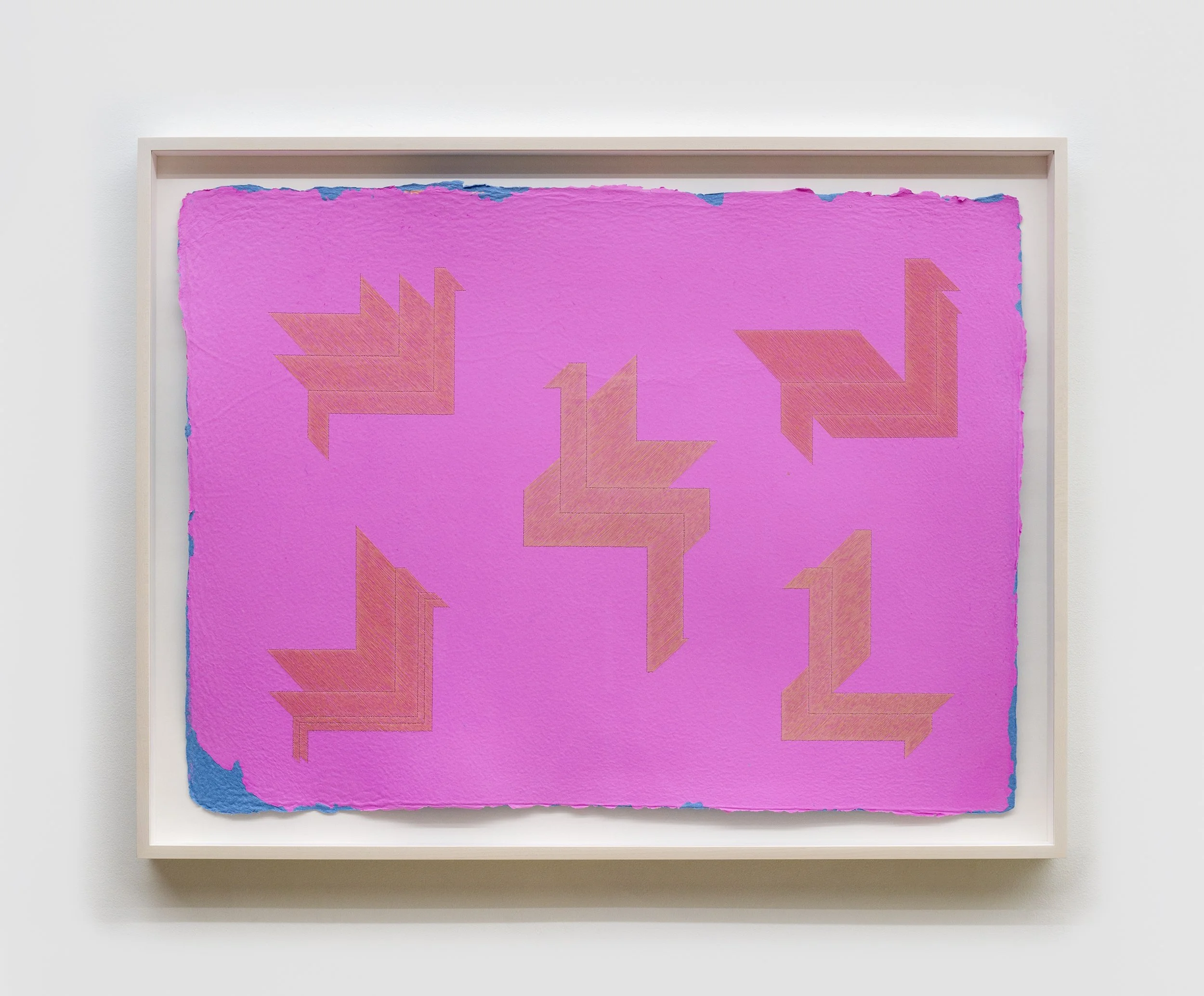  Abdolreza Aminlari  Untitled (25.016) , 2025 24 K gold thread on handmade abaca and cotton paper 32-5/8 x 44-7/8 x 1-3/4 inches (framed) 