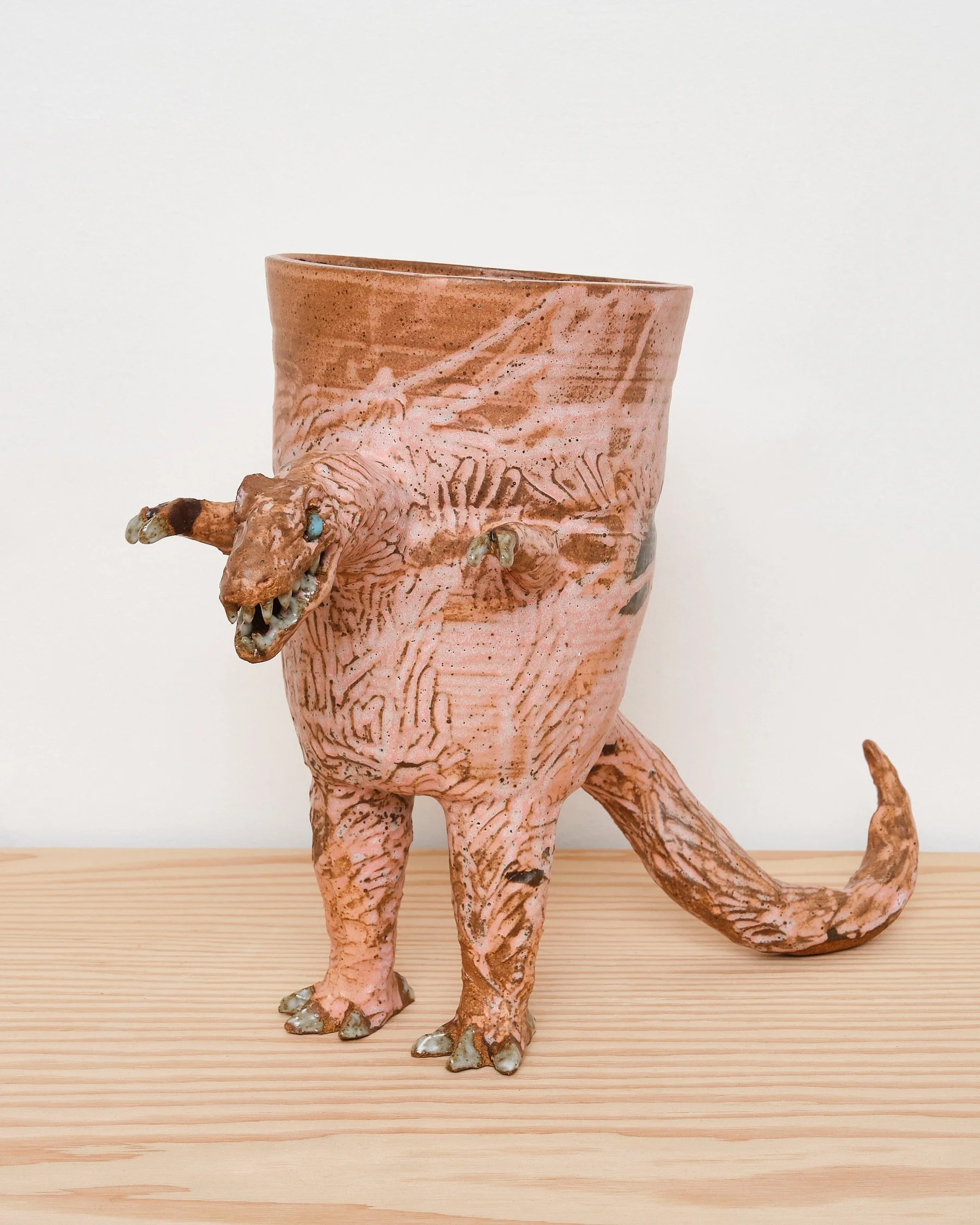  Richard Nam  Pink Salty Rex , 2025 Glazed ceramic 18 x 7 x 13 inches 