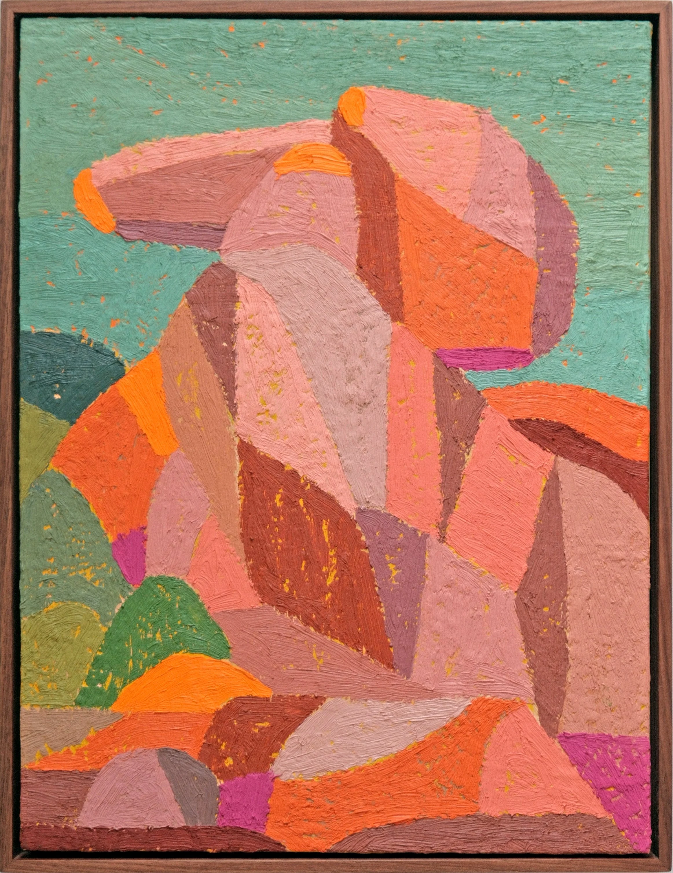  Abel Macias  Birthday Rock , 2024 Oil on canvas with wood frame 15 × 12 inches 