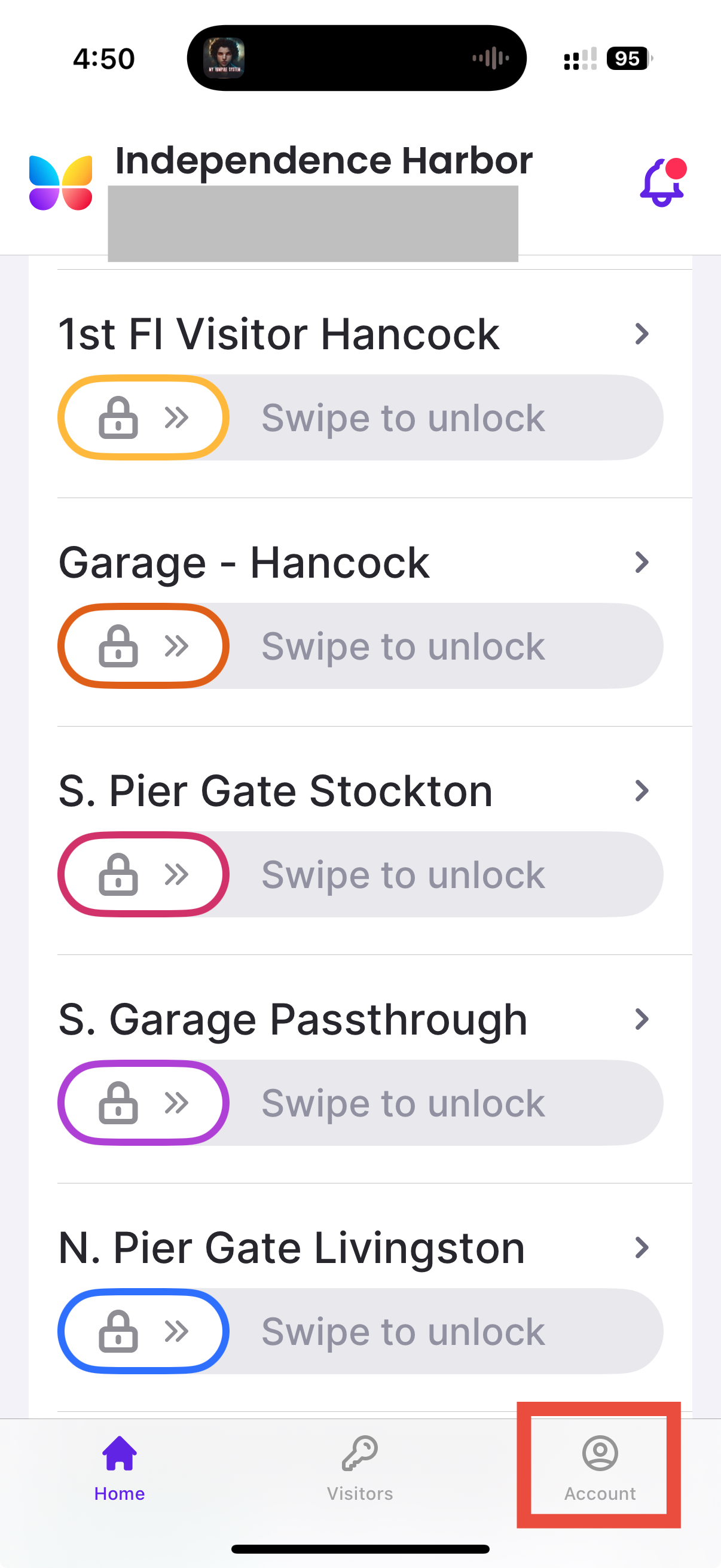 Step 1: Tap "account"