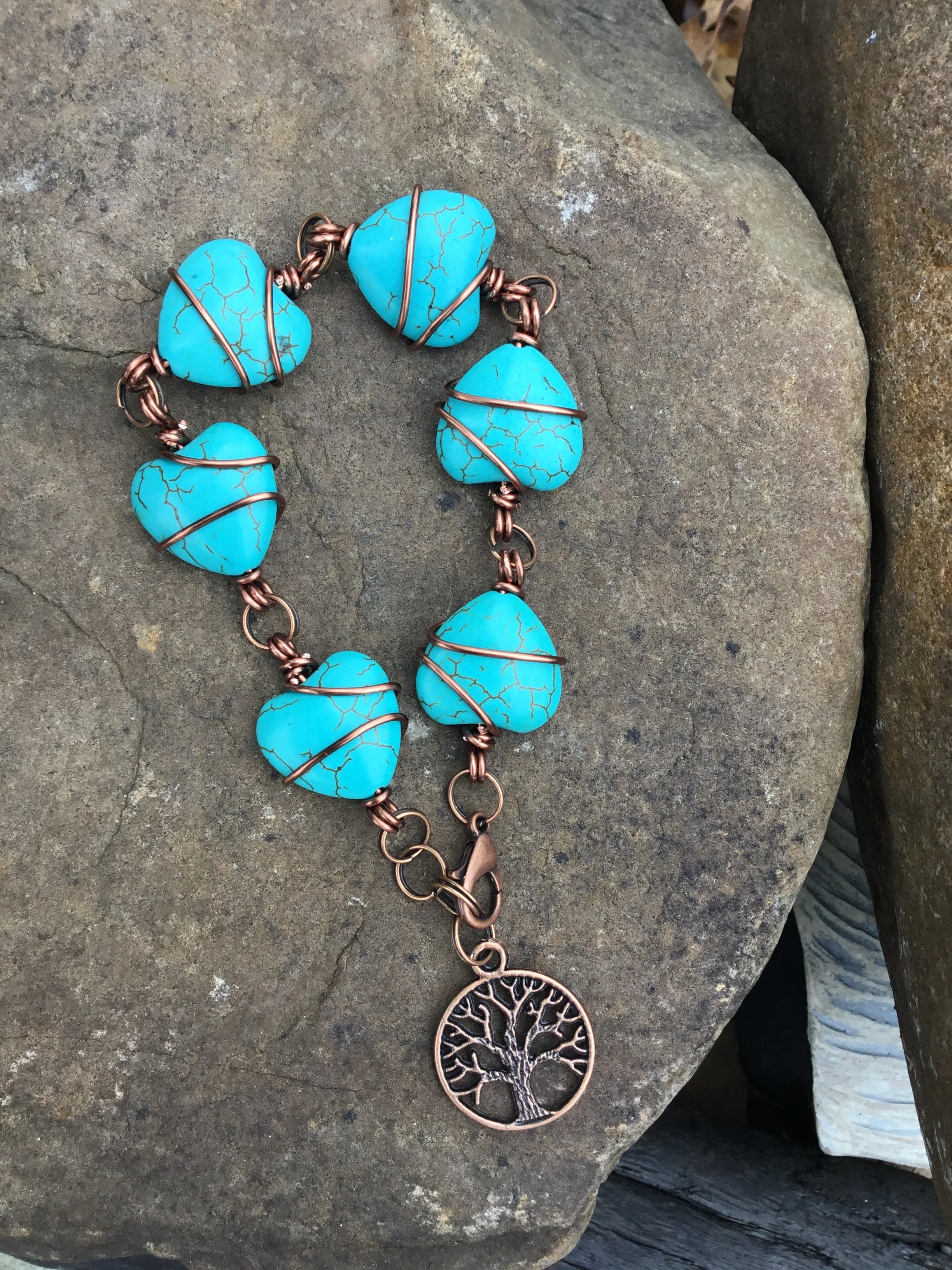 Out of the Blue Signature Bracelet (Turquoise Howlite and Tree of Life)