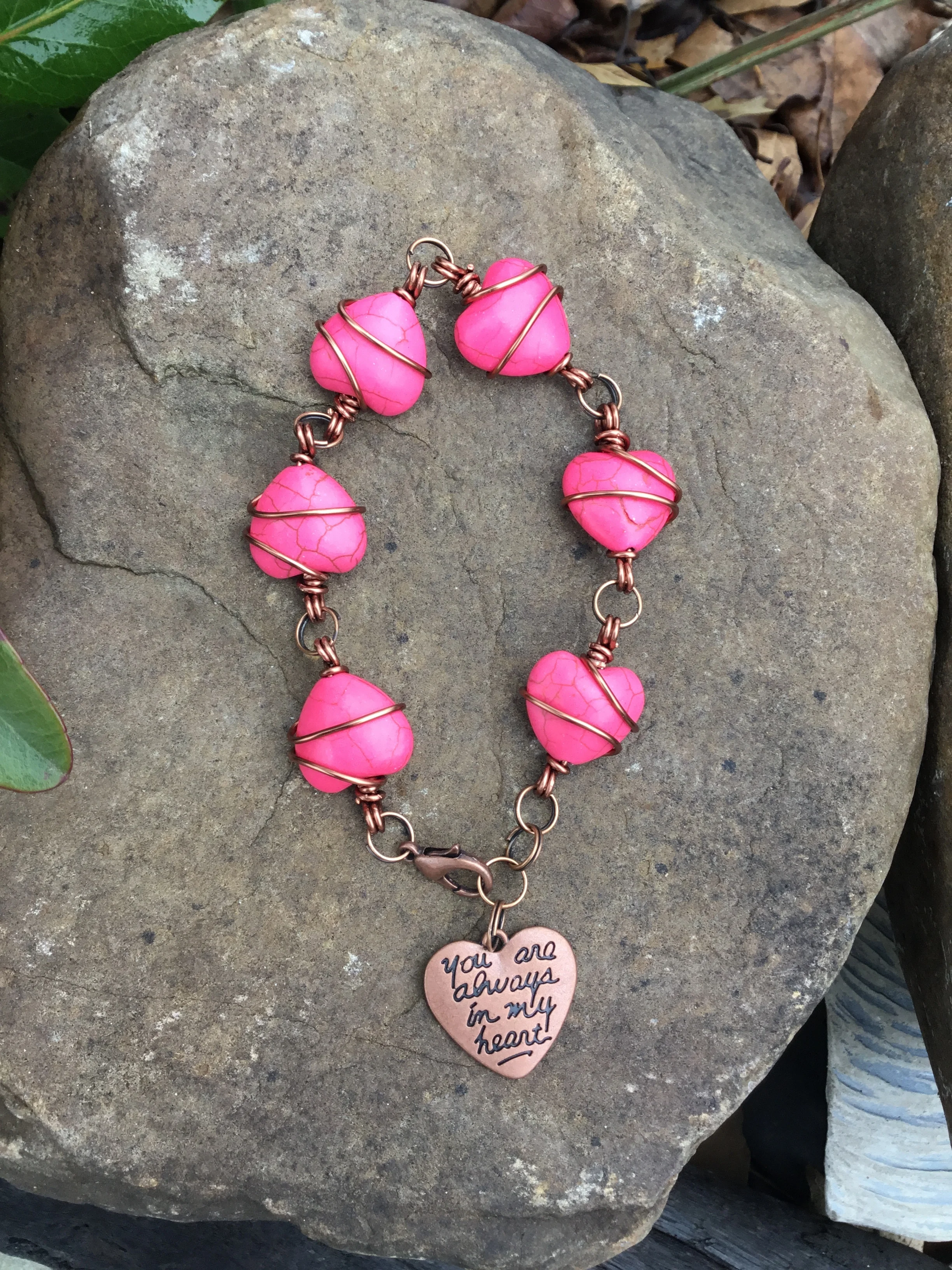 Out of the Blue Signature Bracelet (Pink Howlite with You're Always In My Heart Charm)