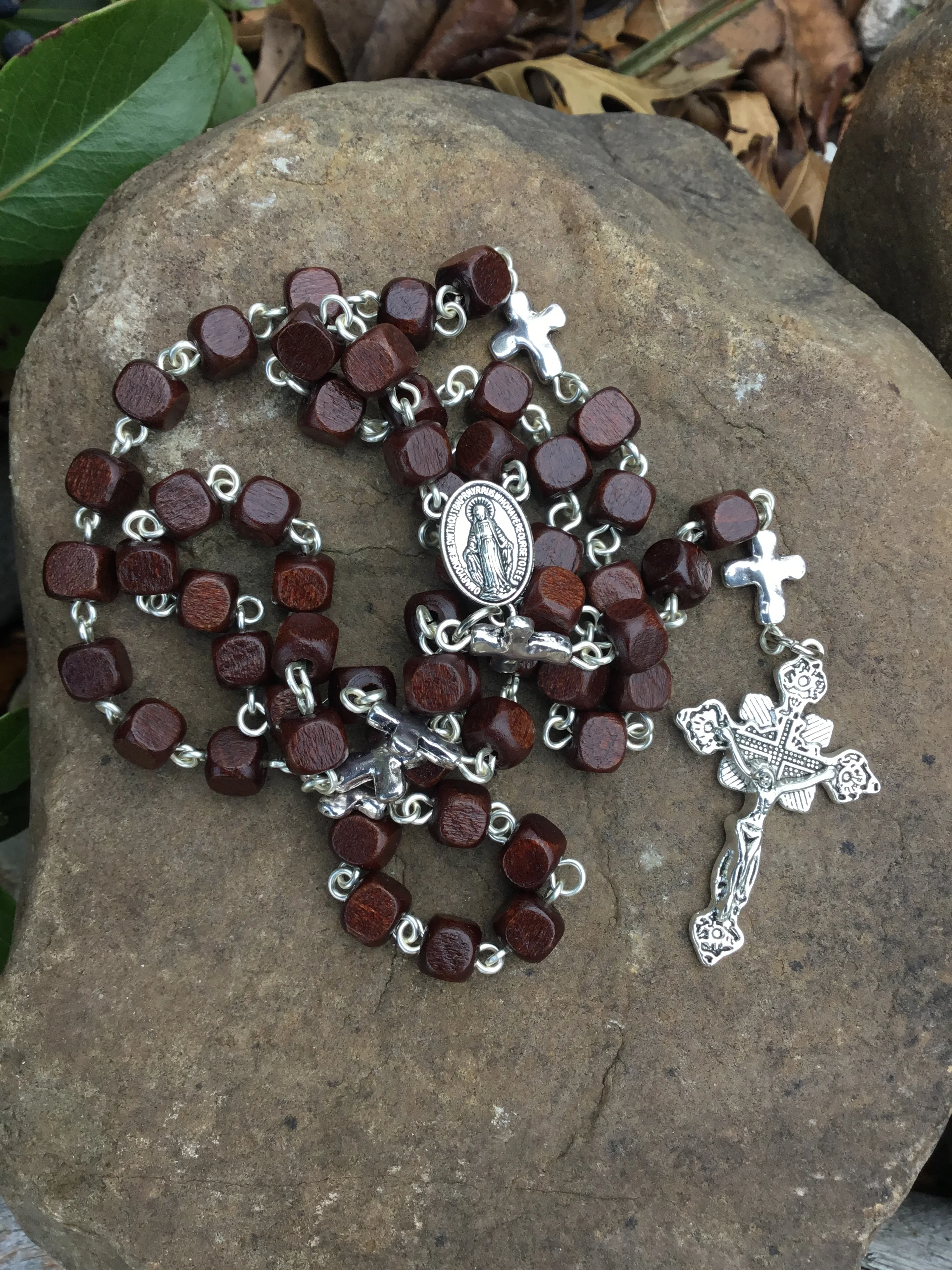Out of the Blue Espresso Wood Rosary
