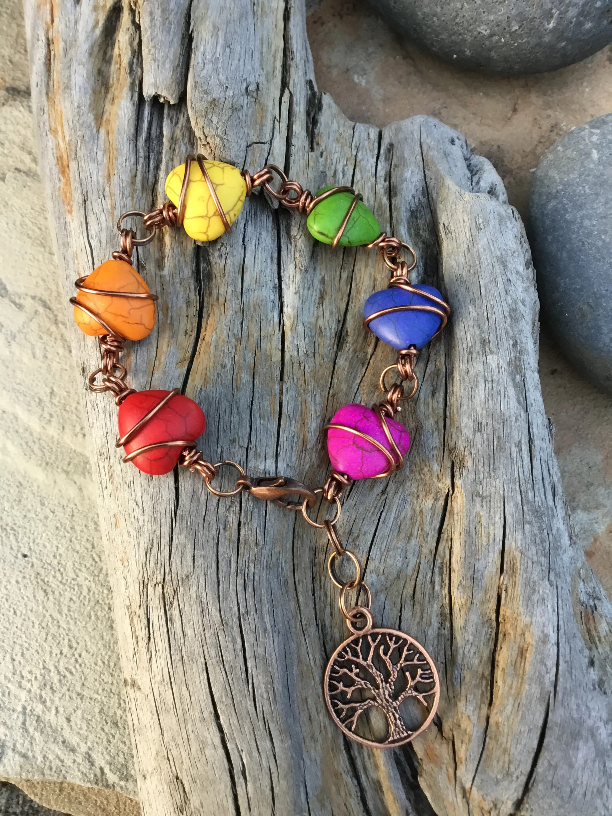 Out of the Blue Signature Bracelet (Rainbow Spectrum) with Tree of Life Charm